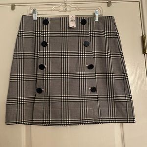 NWT Ann Taylor Loft navy and white plaid skirt 12